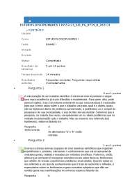 Exercícios de Estudos Disciplinares I: Testando seus conhecimentos