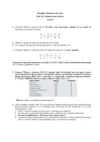 Lista de Exercícios de Métodos de Previsão - Prof. Lopes da Silva