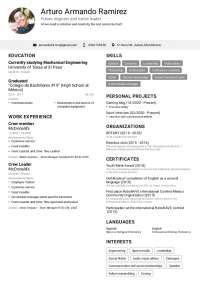 Resume example for the work and employment