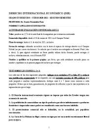 Examen parcial de Derecho Internacional Económico 2020-2021 con el profesor Xavier Fernandez Pons