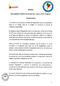 MODELO DE REGLAMENTO INTERNO DE SEGURIDAD Y SALUD OCUPACIONAL