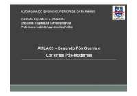 Arquitetura Contemporânea: Segundo Pós-Guerra e Correntes Pós-Modernas