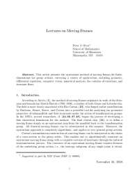 Lectures on Moving Frames