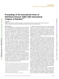 Proceedings of the IUNS 20th International Congress of Nutrition - Prof. James W. Thompson