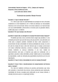 Questionário sobre vários assuntos de Silvicultura