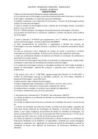 Exercícios Finais da Disciplina: Introdução à Profissão - Enfermagem