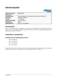 CONFIGURAÇOES PARA PROTOCOLO BACNET E3