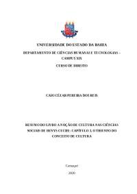 Resumo a noção de cultura nas ciencias sociais