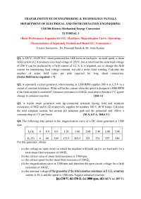 Basic Performance Equation for D.C. Machines, Magnetization Curve, Operating