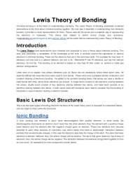 Lewis Theory of Bonding Notes