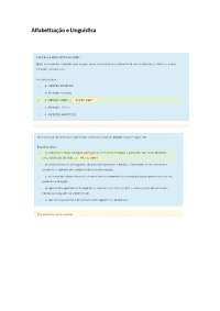 Alfabetização e Linguística
