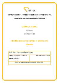 Identificação dos catiões e aniões: via húmida