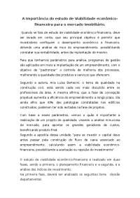 A Importância do estudo de Viabilidade econômico-financeira para o mercado imobiliário.