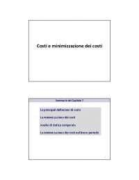 Costi e minimizzazione dei costi - Docsity
