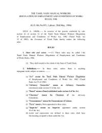 Tamilnadu manual workers conditions rules