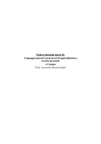 Paniere domande aperte Linguaggi espressivi nei processi di apprendimento e crescita personale - Prof. Lucariello Rosaria Ljuba