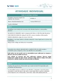 Atividade individual Aspectos Legais na relação de consumo