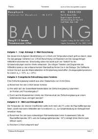 Bauphysik Übung 01: Wärmetransmission und U-Wert Berechnung