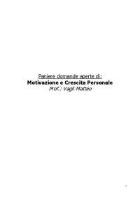 Paniere domande aperte - Motivazione e crescita personale - Prof. Vagli Matteo