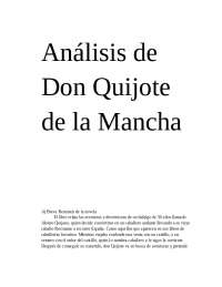 Analisis de Don Quijote de la Mancha - Docsity