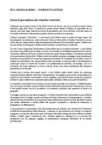 Riassunto Sul giornalismo - Joseph Pulitzer
