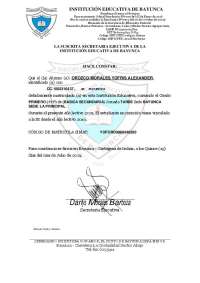 Constancia de Matrícula - Institución Educativa de Bayunca