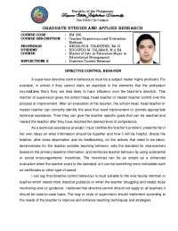 Directive Control Behavior in Teacher Supervision and Evaluation