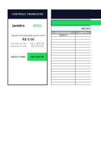 Controle de Finanças Mensal: Receitas e Despesas