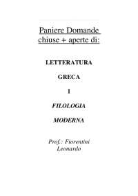 Paniere domande aperte + chiuse - Letteratura Greca 1 - Prof. Fiorentini Leonardo