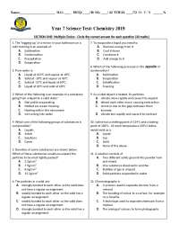 Chemistry test year 7 Science - Docsity