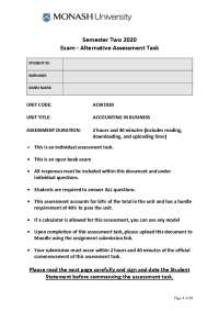 Accounting in Business: Exam - Alternative Assessment Task