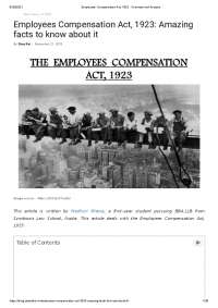 Ppt on  Employees Compensation Act, 1923