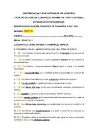 Examen II Parcial Principios de Economia