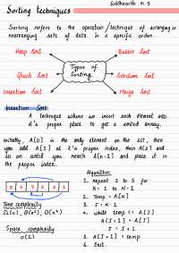 Sorting techniques full notes DSA - Docsity