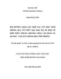 Bồi dưỡng năng lực hợp tác cho học sinh thông qua tổ chức dạy học dự án một số kiến thức c