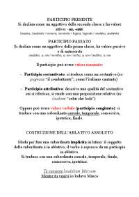 Participio latino: forma, usi e funzioni - Docsity