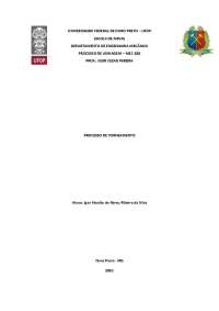 Processo de Usinagem: Torneamento - UFOP, Engenharia Mecânica