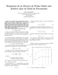 Respuestas de un Proceso de Primer Orden ante distintos tipos de Señal de Forzamiento