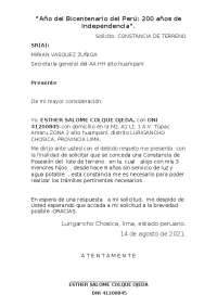 plantilla de carta de  posesion