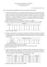 Estatística Experimental: Exercícios Resolvidos sobre ANOVA e Delineamentos Experimentais