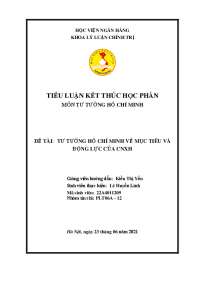 Tư tưởng Hồ Chí Minh về mục tiêu và động lực của CNXH