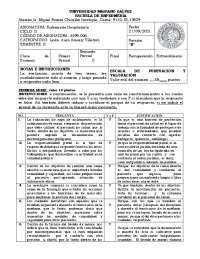 Notas de Enfermería Hospitalaria de Miguel Romeo en Universidad Mariano Galvez
