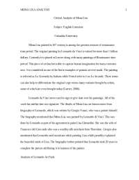 Critical Analysis of Mona Lisa