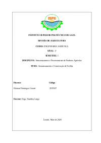 Armazenamento e Conservação de Ervilha