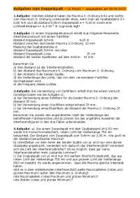 Aufgaben zum Doppelspalt – LK Physik