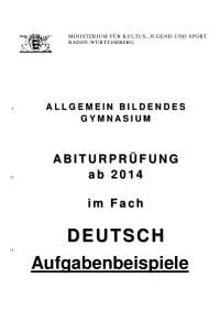 Abiturprüfung ab 2014 im Fach Deutsch