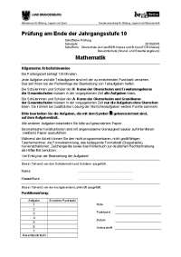 Prüfung am Ende der Jahrgangsstufe 10 im Fach Mathematik