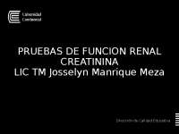 Pruebas de Función Renal: Importancia de la Determinación de Creatinina
