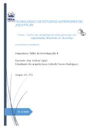 Propuesta de un Centro de Rehabilitación para Personas con Discapacidades en Acambay