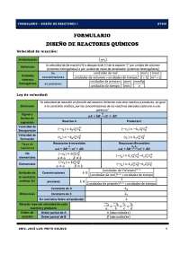 FORMULARIO DE DISEÑO DE REACTORES